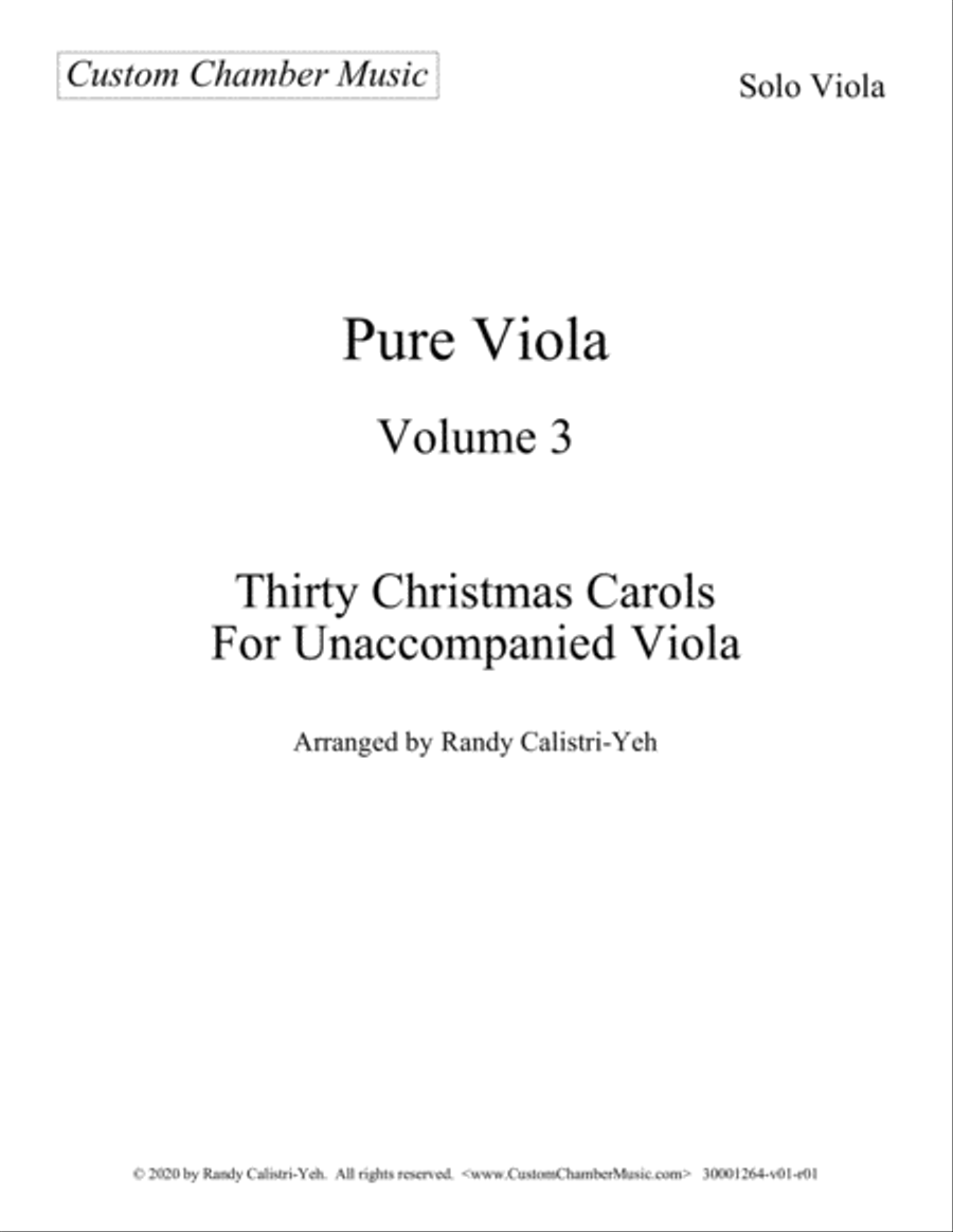 Pure Viola Volume 3: Thirty Christmas Carols for Unaccompanied Viola (solo viola) image number null