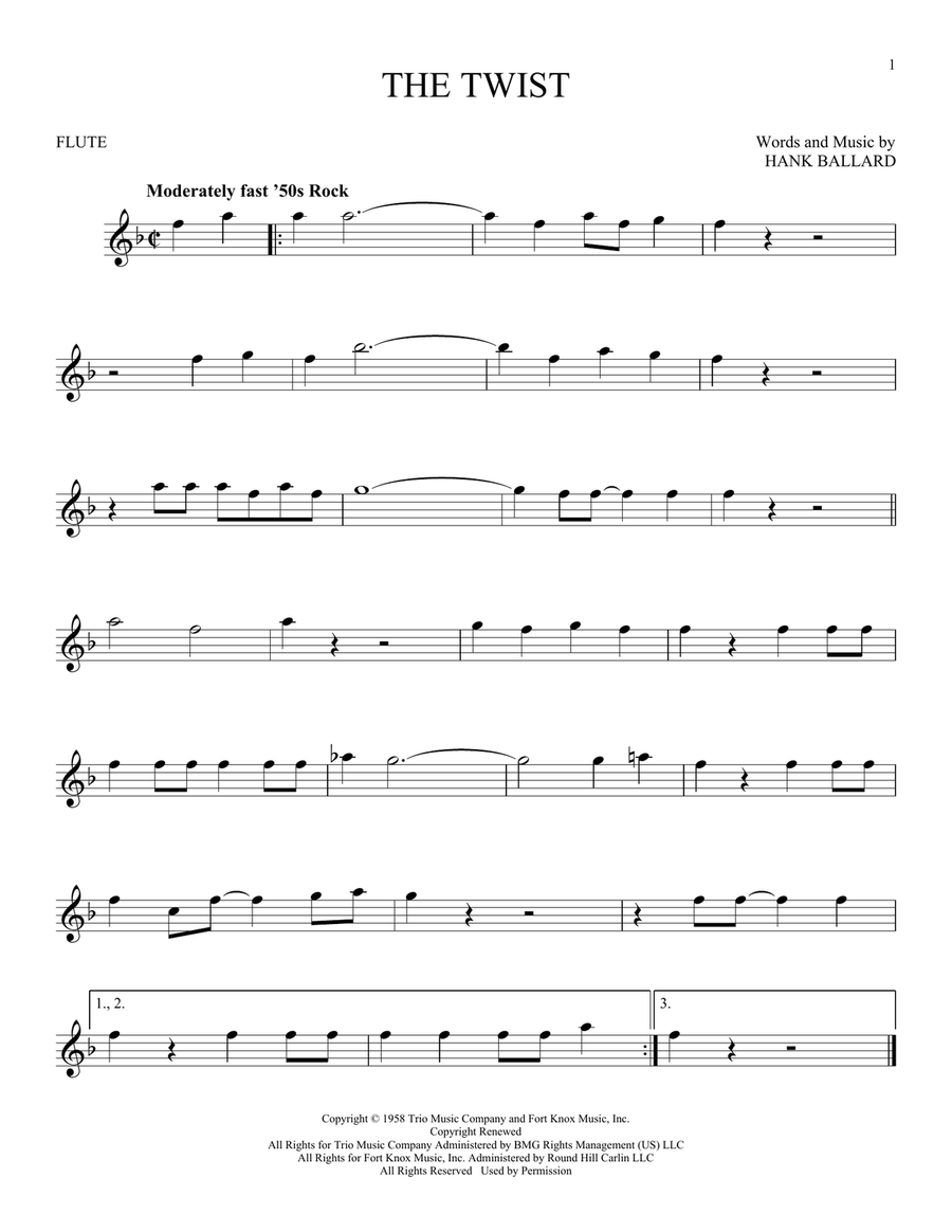 The Twist The Twist Flute Solo scores gallery preview page 1