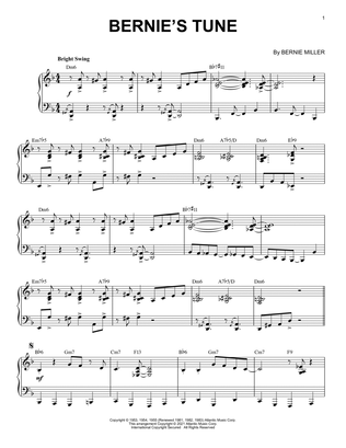 Bernie's Tune [Jazz version] (arr. Brent Edstrom)