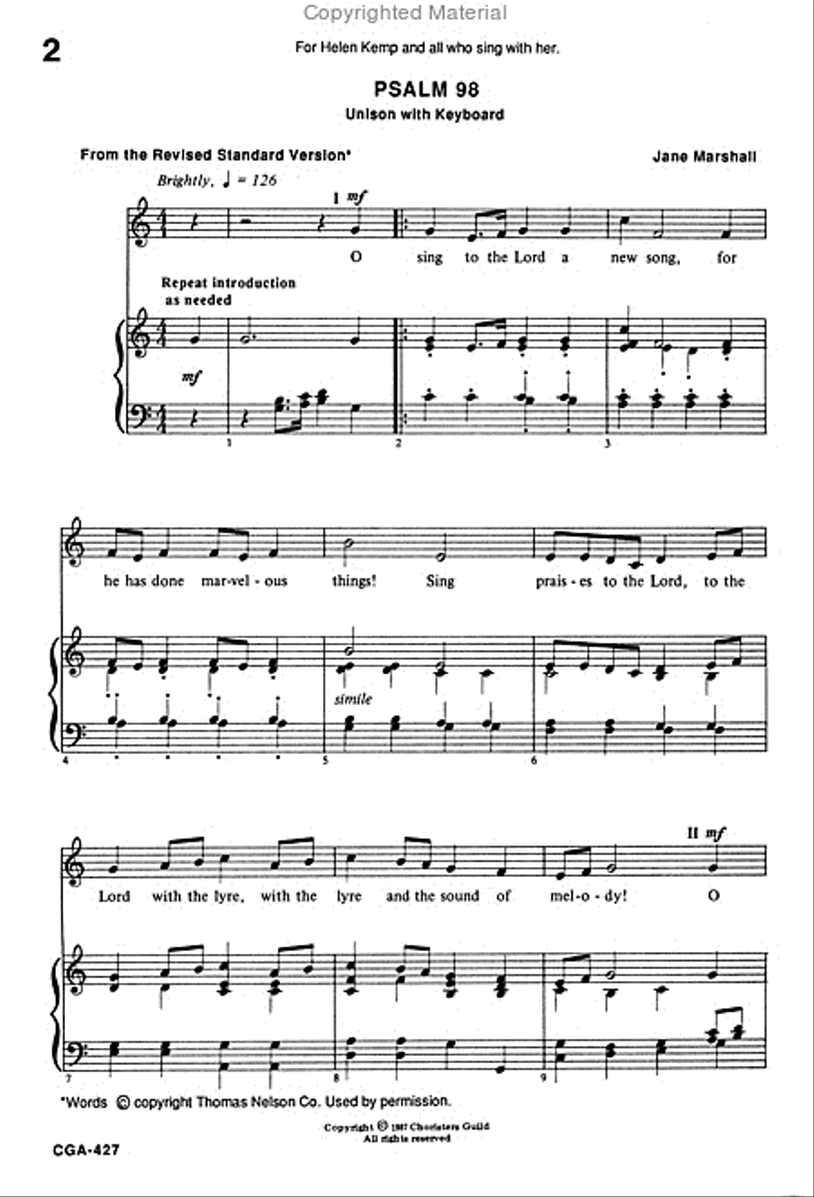 Psalm 98 Unison Choir scores gallery preview page 2