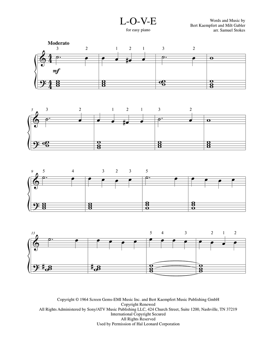 L-O-V-E Easy Piano scores gallery preview page 1
