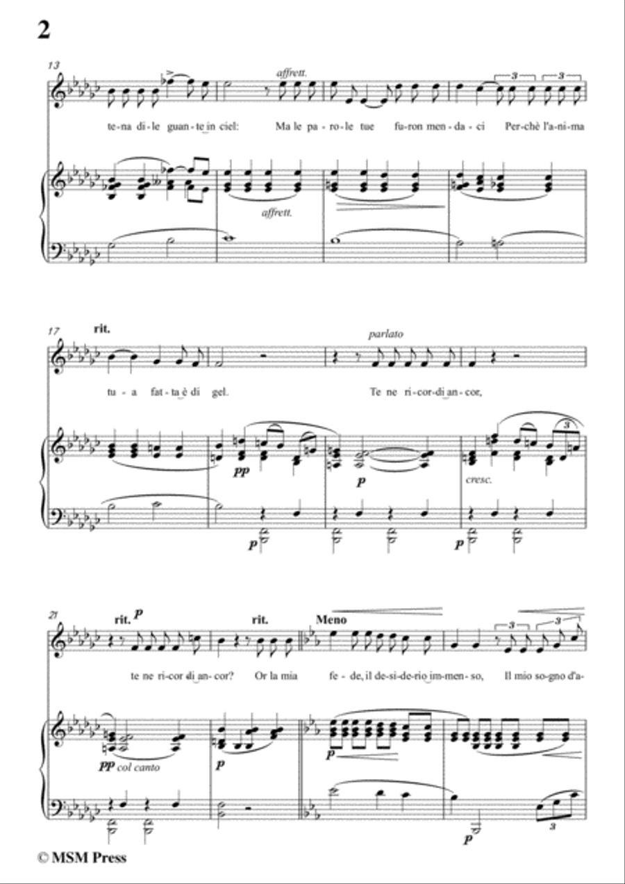 Tosti-Non t'amo più! In e flat minor,for Voice and Piano Voice Solo scores gallery preview page 4