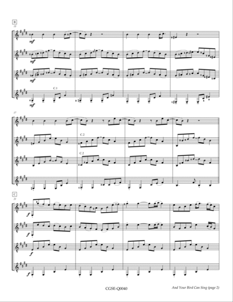 And Your Bird Can Sing Guitar Ensemble scores gallery preview page 4