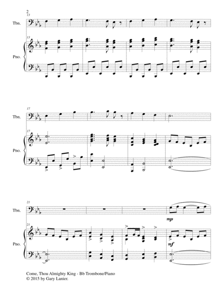 COME, THOU ALMIGHTY KING (Duet – Trombone and Piano/Score and Parts) image number null