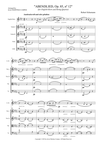 Abendlied Op. 85, nº 12 (English Horn & string quartet) - Score Only