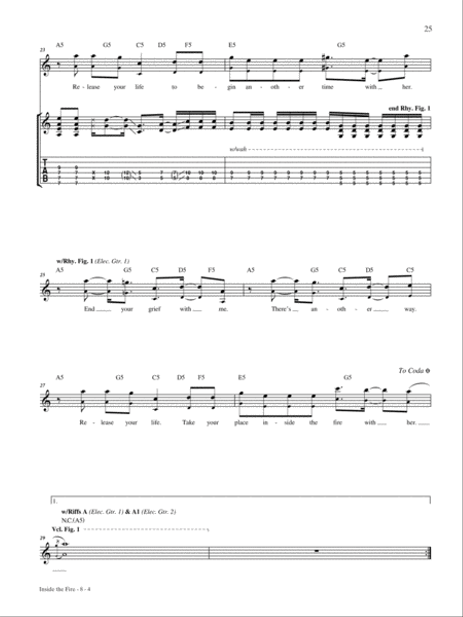 Inside the Fire Guitar Tablature scores gallery preview page 4