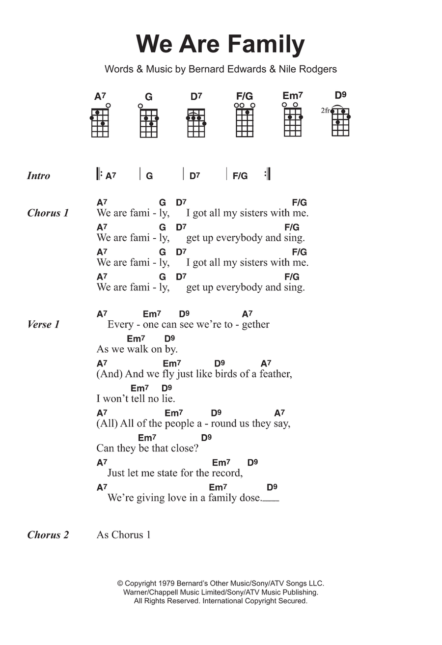 We Are Family Ukulele scores gallery preview page 1