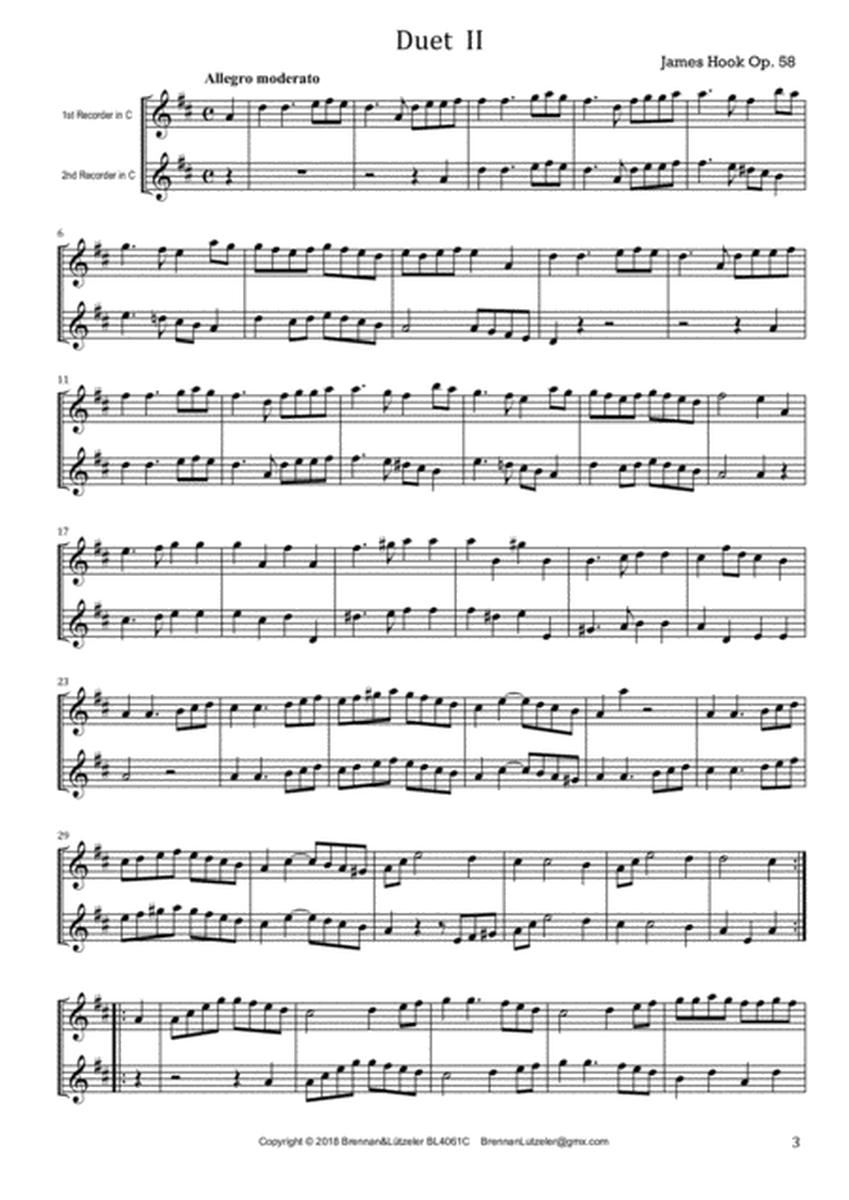 James Hook, 6 Duetts op. 58 arranged for 2 Recorders in C (score)