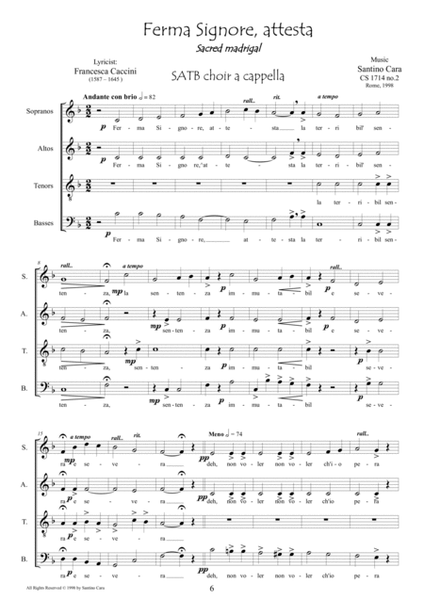 Cinque madrigali sacri per coro di voci miste a cappella image number null