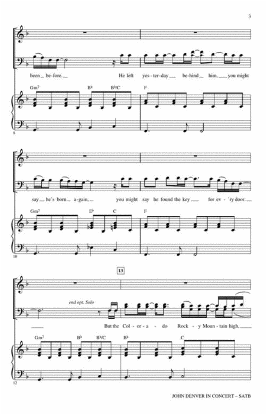 John Denver in Concert John Denver in Concert 4-Part scores gallery preview page 4