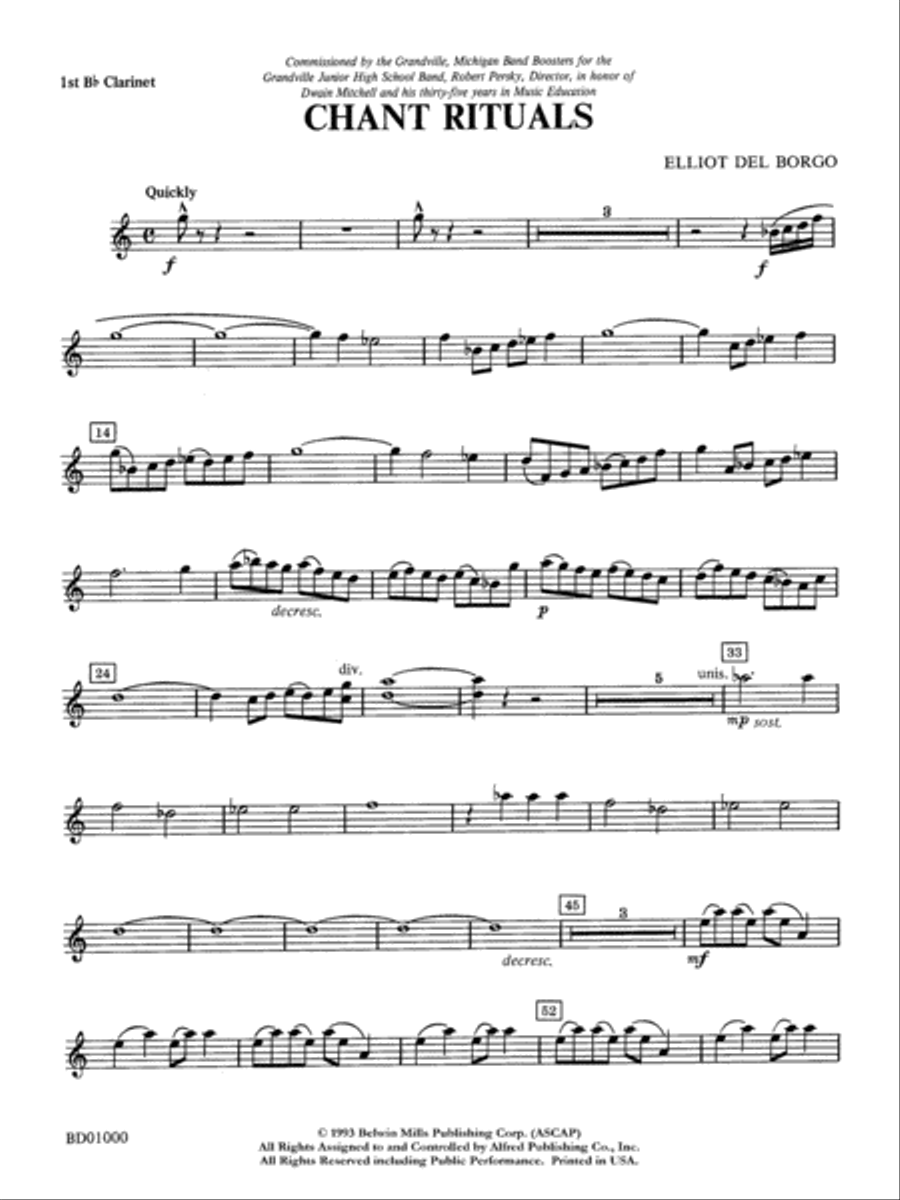 Chant Rituals: 1st B-flat Clarinet Concert Band scores gallery preview page 1