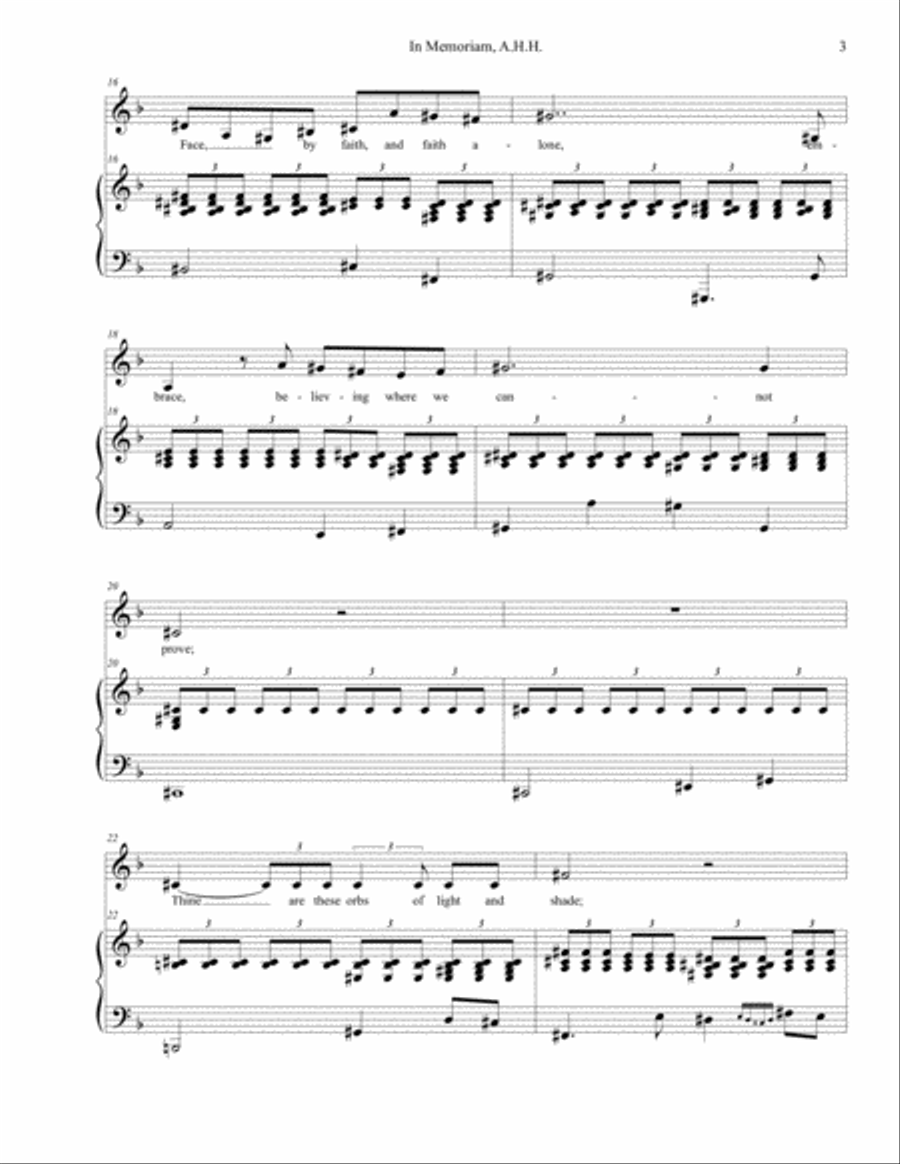 Song Cycle In Memoriam, A.H.H - for Baritone - LeGrand