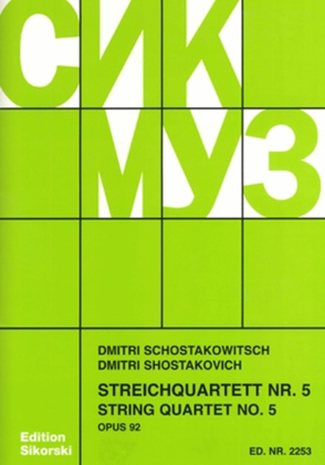 Book cover for String Quartet No. 5, Op. 92