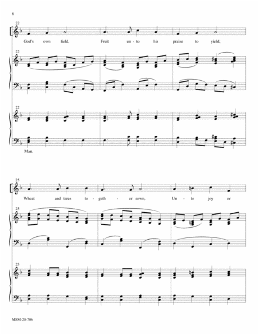 Come, Ye Thankful People, Come 4-Part scores gallery preview page 5