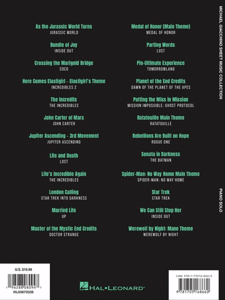 Michael Giacchino Sheet Music Collection Piano Solo scores gallery preview page 9