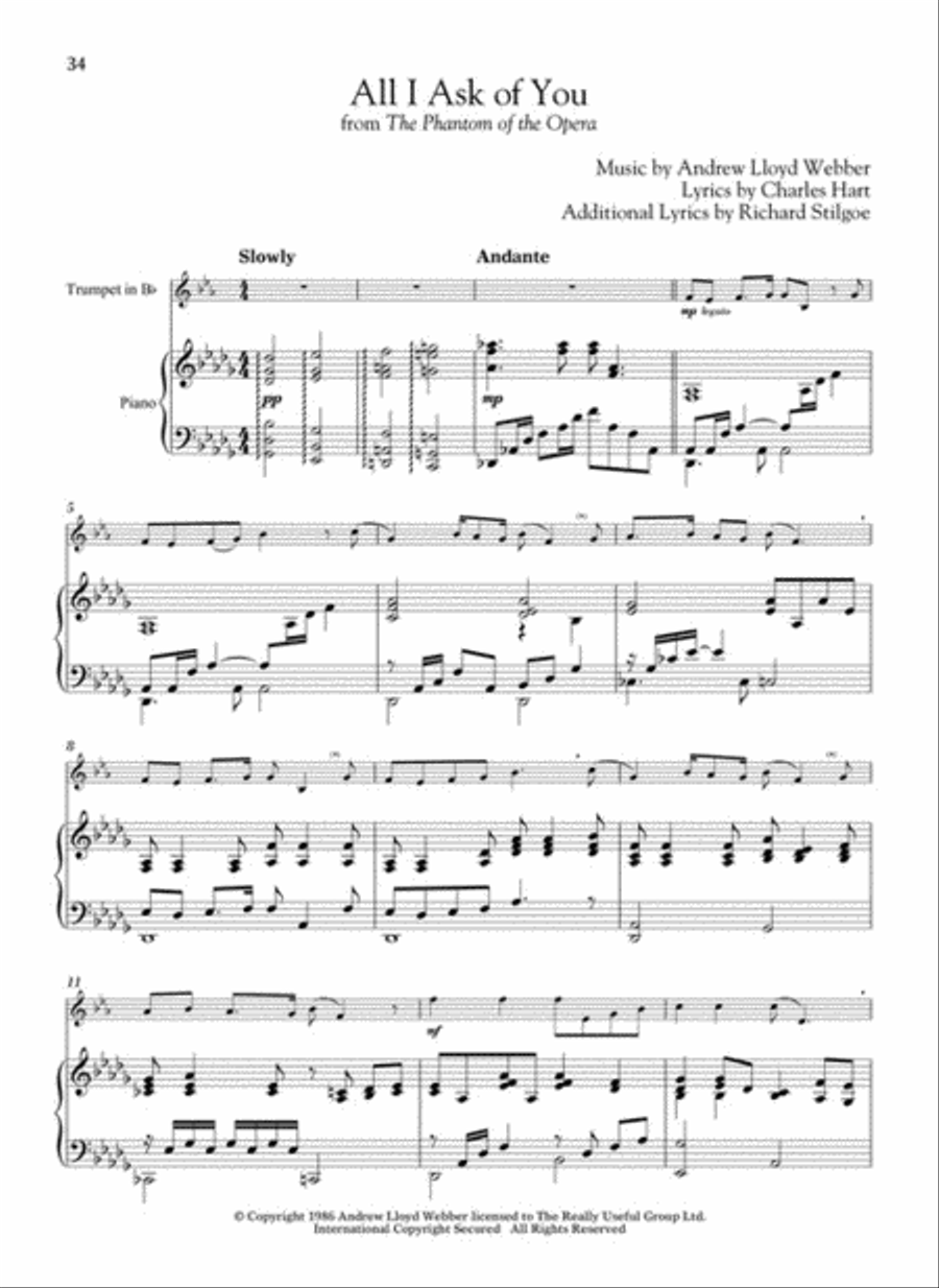 Andrew Lloyd Webber for Classical Players – Trumpet and Piano Trumpet Solo scores gallery preview page 6
