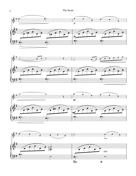 The Swan / Le cygne for flute (violin) and easy piano image number null