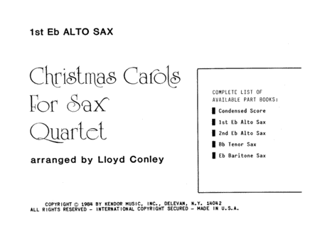 Christmas Carols For Sax Quartet - 1st Alto Sax