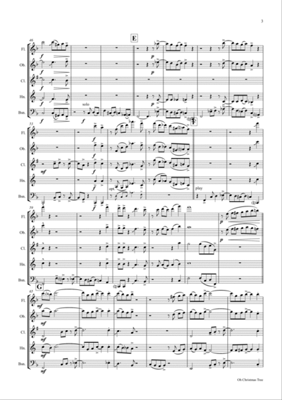 Oh Christmas tree (Oh Tannenbaum) - Funky - Wind Quintet Woodwind Quintet scores gallery preview page 4
