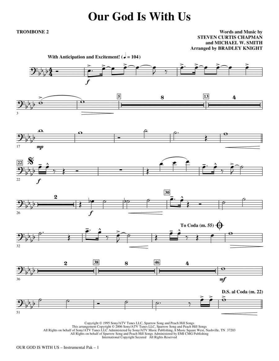 Our God Is With Us - Trombone 2 Choir scores gallery preview page 1