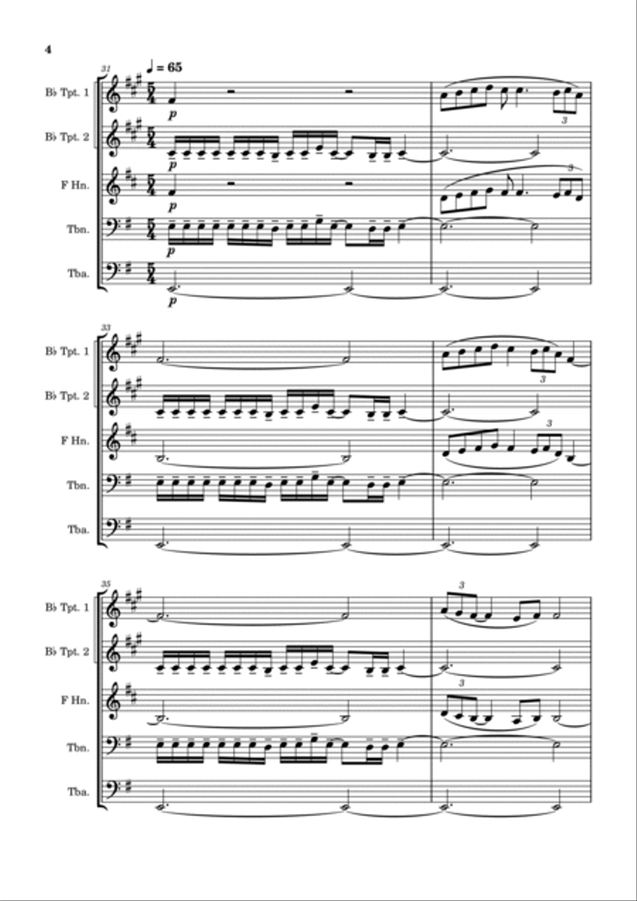 Pines of Rome - Respighi - Brass Quintet Brass Quintet scores gallery preview page 4