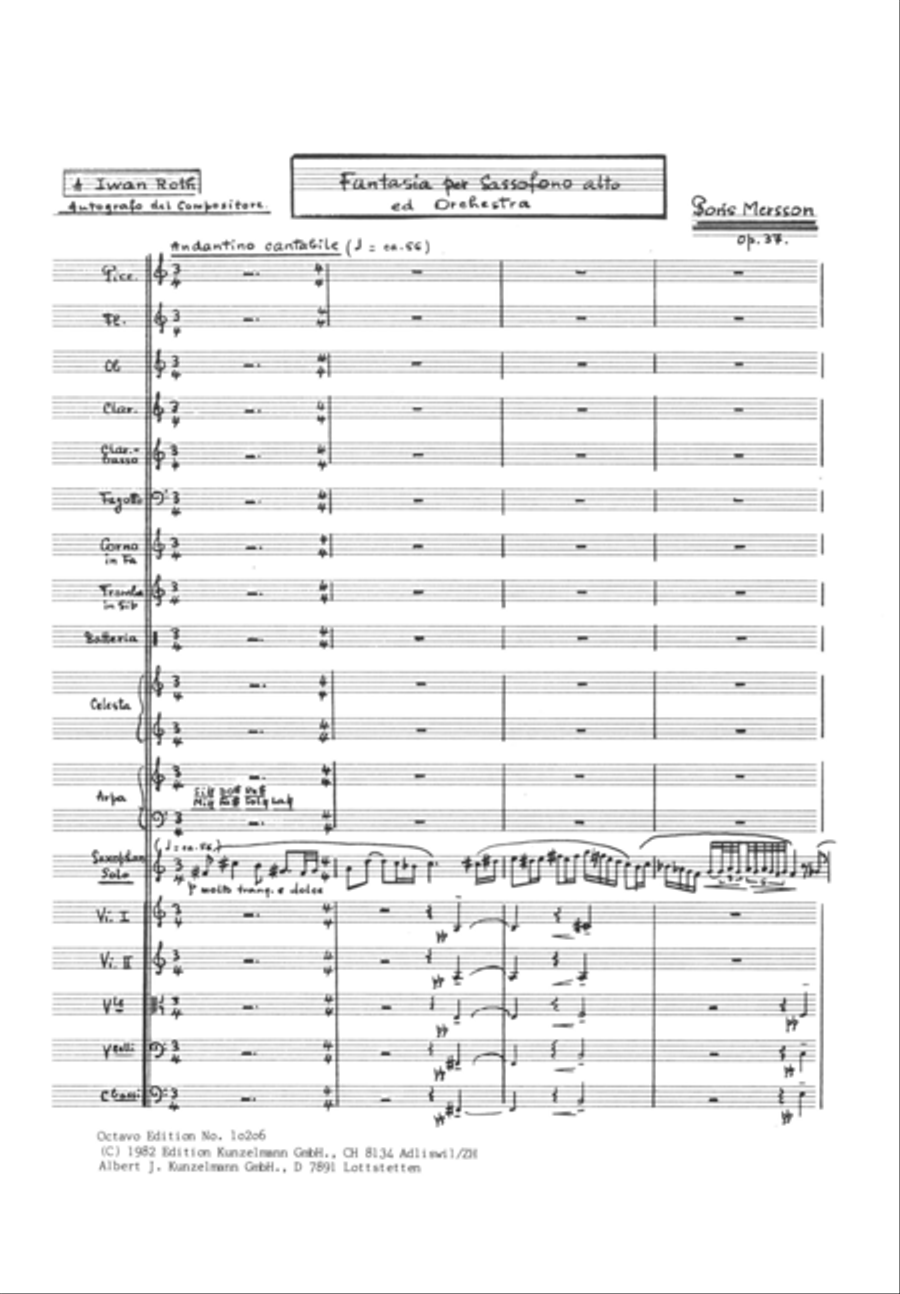 Fantasia for saxophone Orchestra scores gallery preview page 2