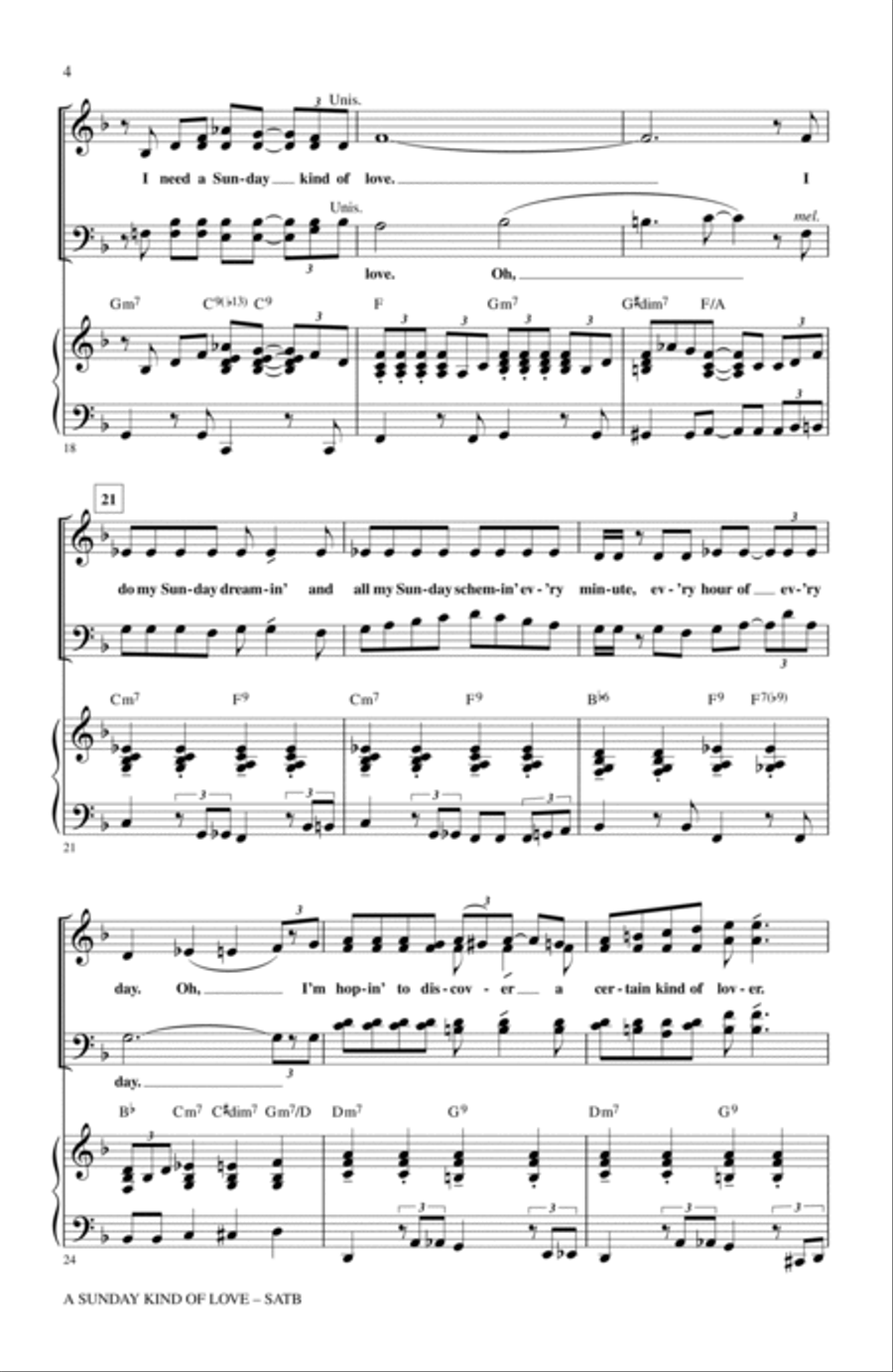 A Sunday Kind Of Love 4-Part scores gallery preview page 3