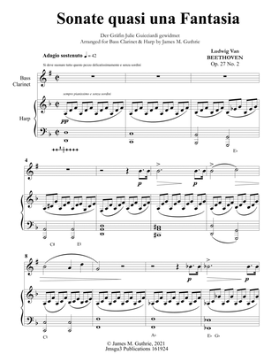 Beethoven: Adagio from the Moonlight Sonata for Bass Clarinet & Harp