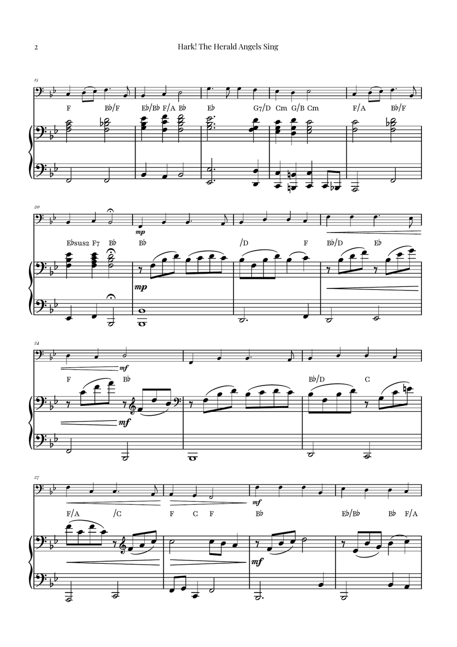 Hark! The Herald Angels Sing | BEAUTIFUL Christmas Carol Piano scores gallery preview page 2