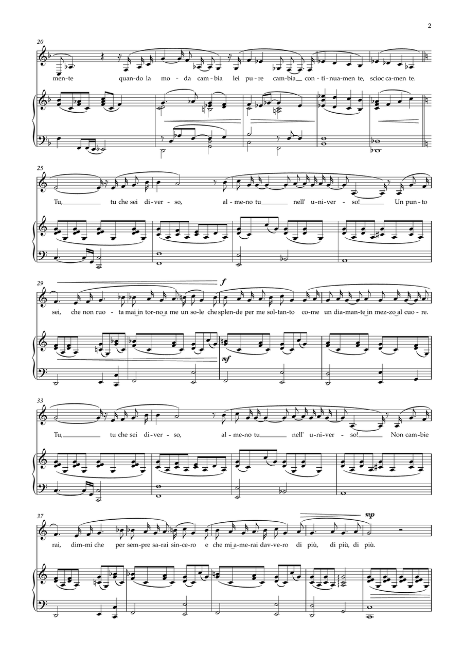 Almeno Tu Nell'universo Almeno Tu Nell'universo Piano, Vocal scores gallery preview page 2
