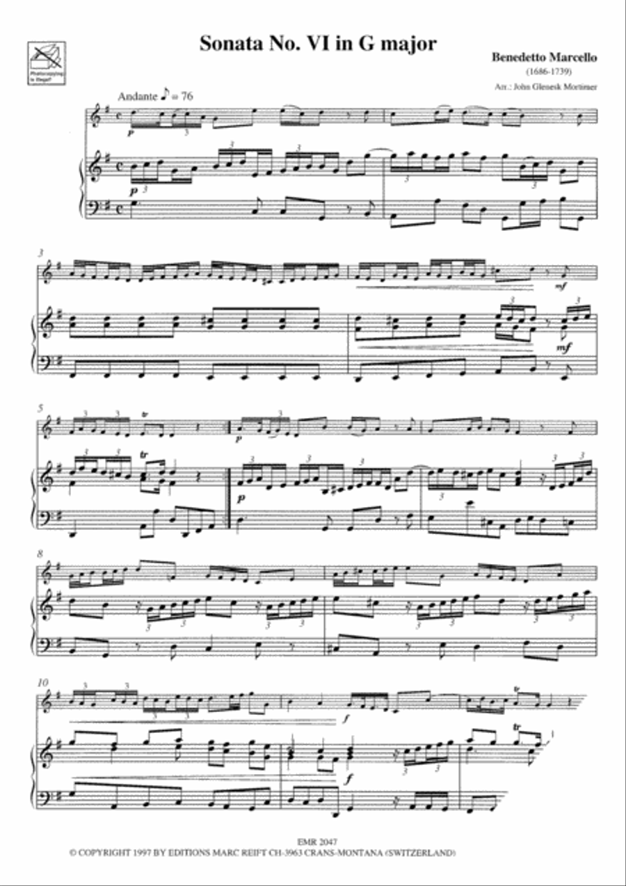 Sonata No. 6 in G Major Bassoon Solo scores gallery preview page 3