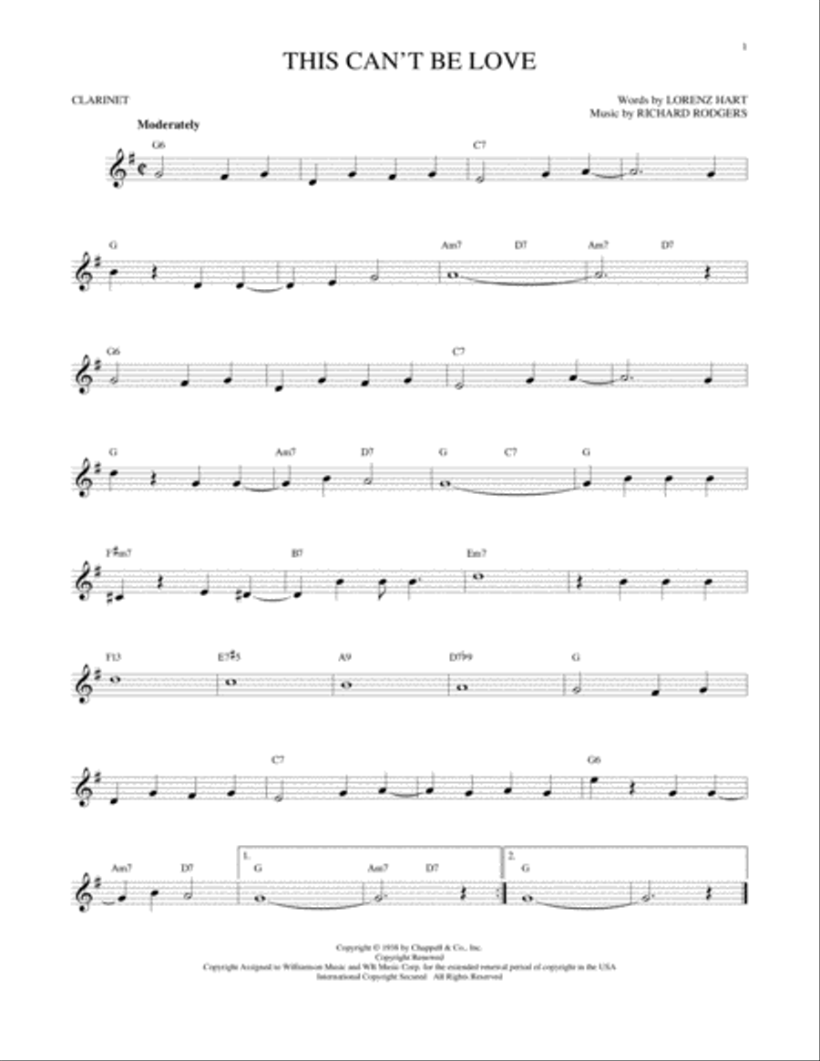 This Can't Be Love This Can't Be Love Clarinet Solo scores gallery preview page 1