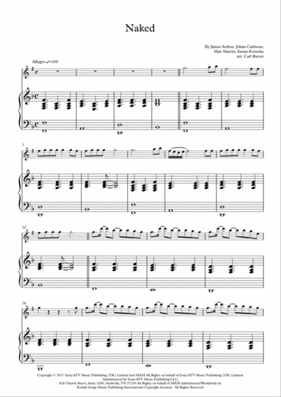 Naked Tenor Saxophone scores gallery preview page 1