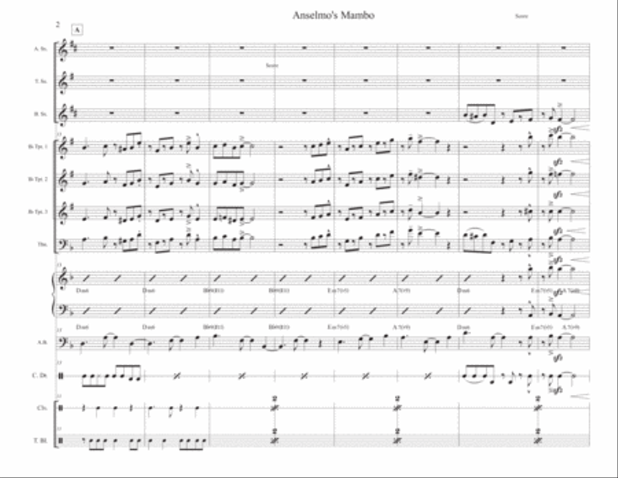 Anselmo's Mambo for 12 piece Latin jazz band Jazz Ensemble scores gallery preview page 2