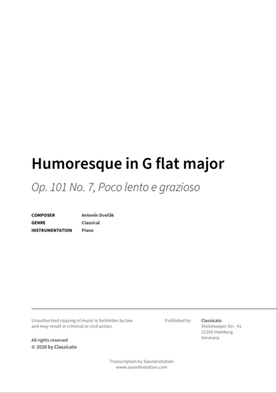 Humoresque in G flat major Piano Solo scores gallery preview page 2