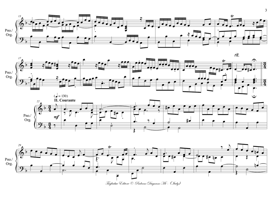 HANDEL - SUITE IN D MINOR HWV 437 - Allemande, Courante, Sarabande, Gigue. Arr. for Piano/Organ Harpsichord scores gallery preview page 3