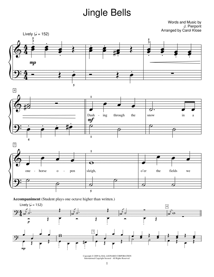 Jingle Bells Piano Method scores gallery preview page 1
