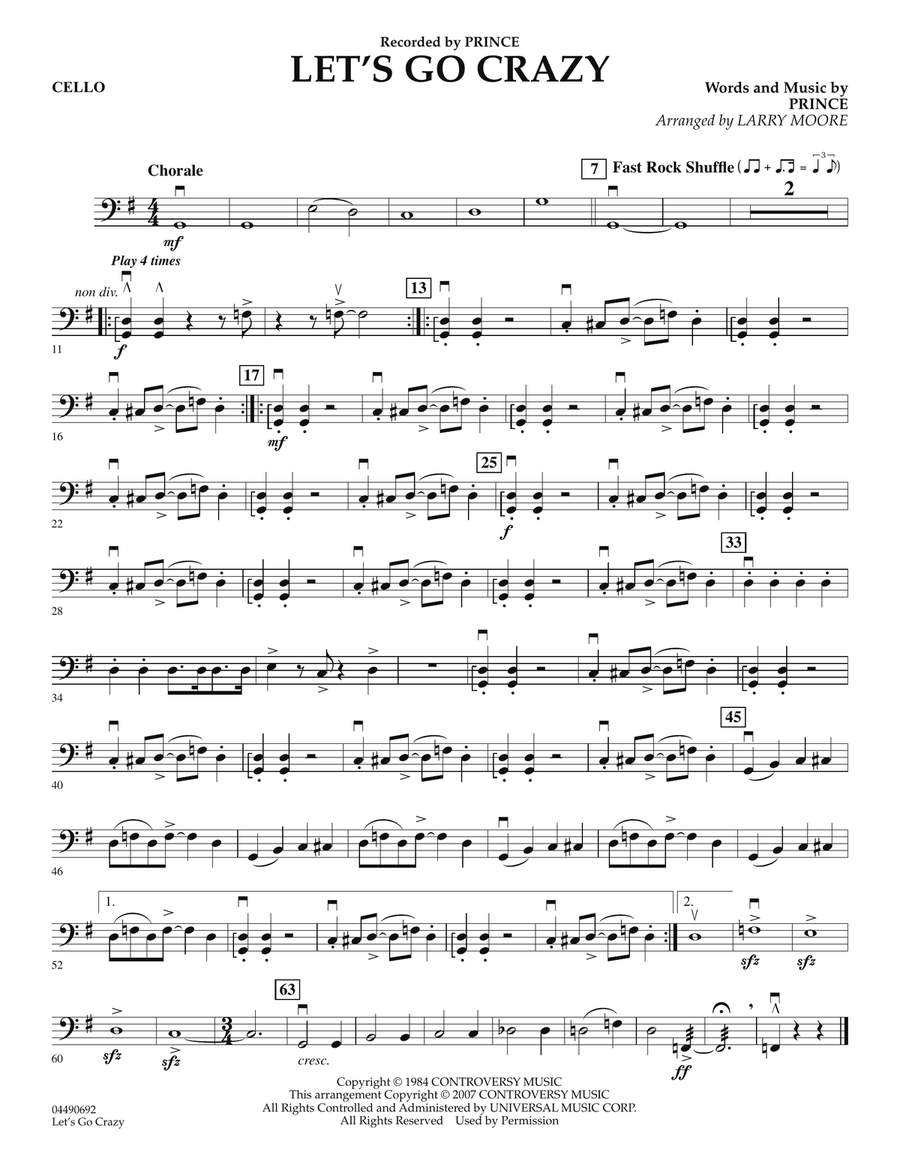 Let's Go Crazy - Cello Orchestra scores gallery preview page 1