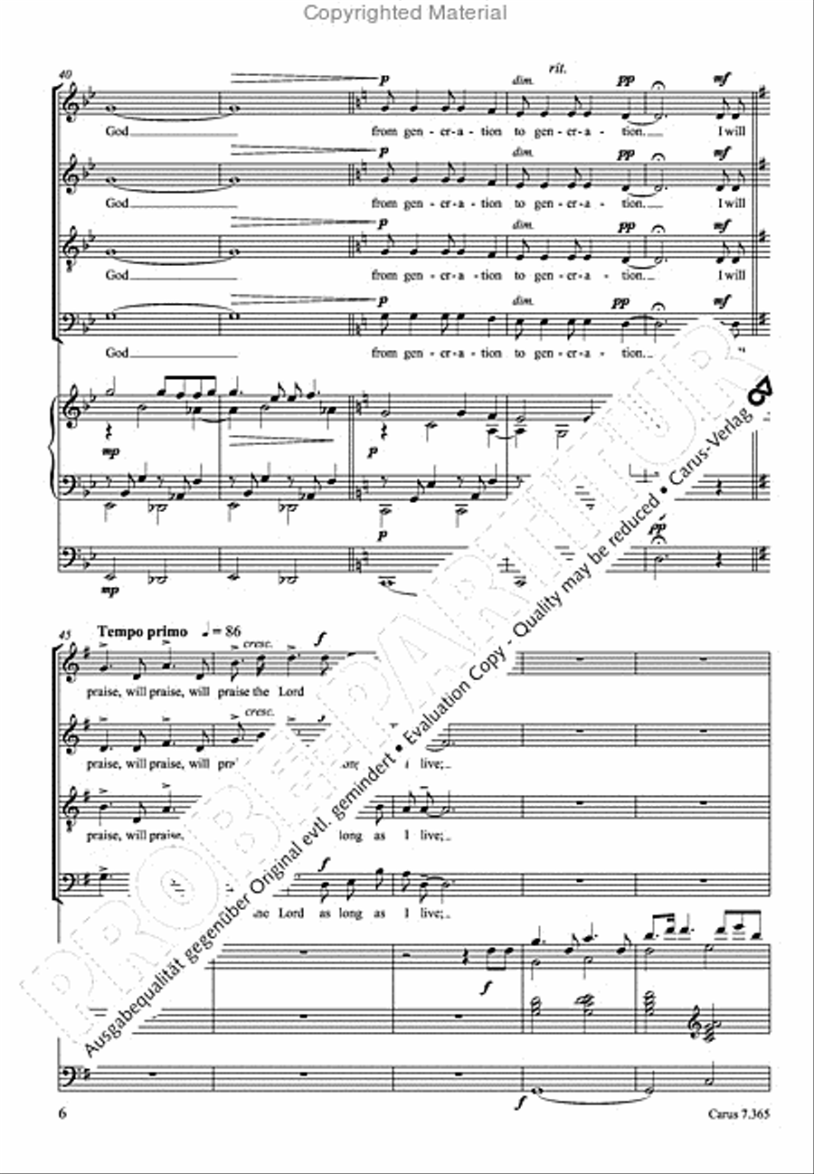 I will praise the Lord as long as I live 4-Part scores gallery preview page 7