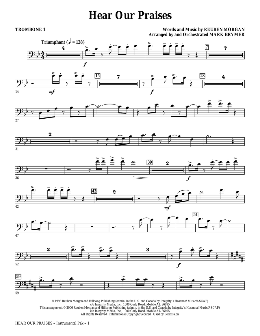 Hear Our Praises (arr. Mark Brymer) - Trombone 1