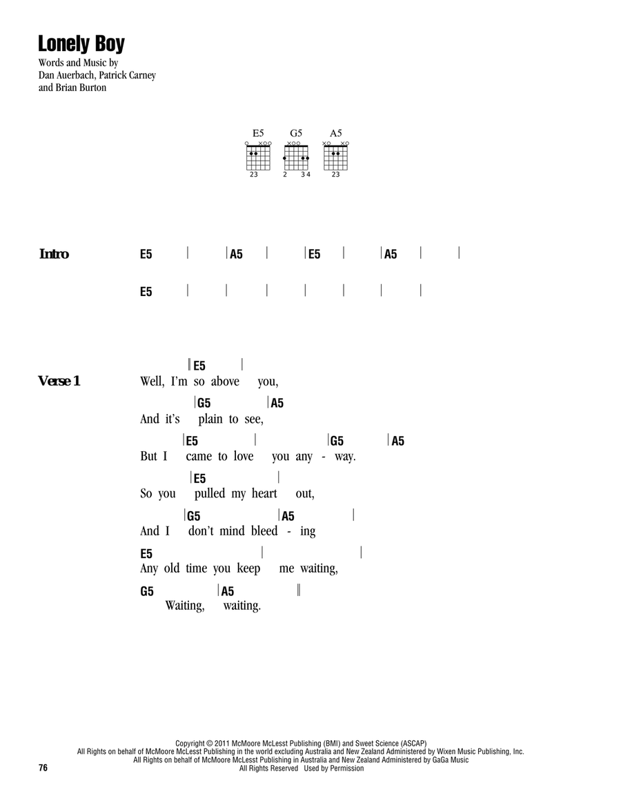 Lonely Boy Acoustic Guitar scores gallery preview page 1
