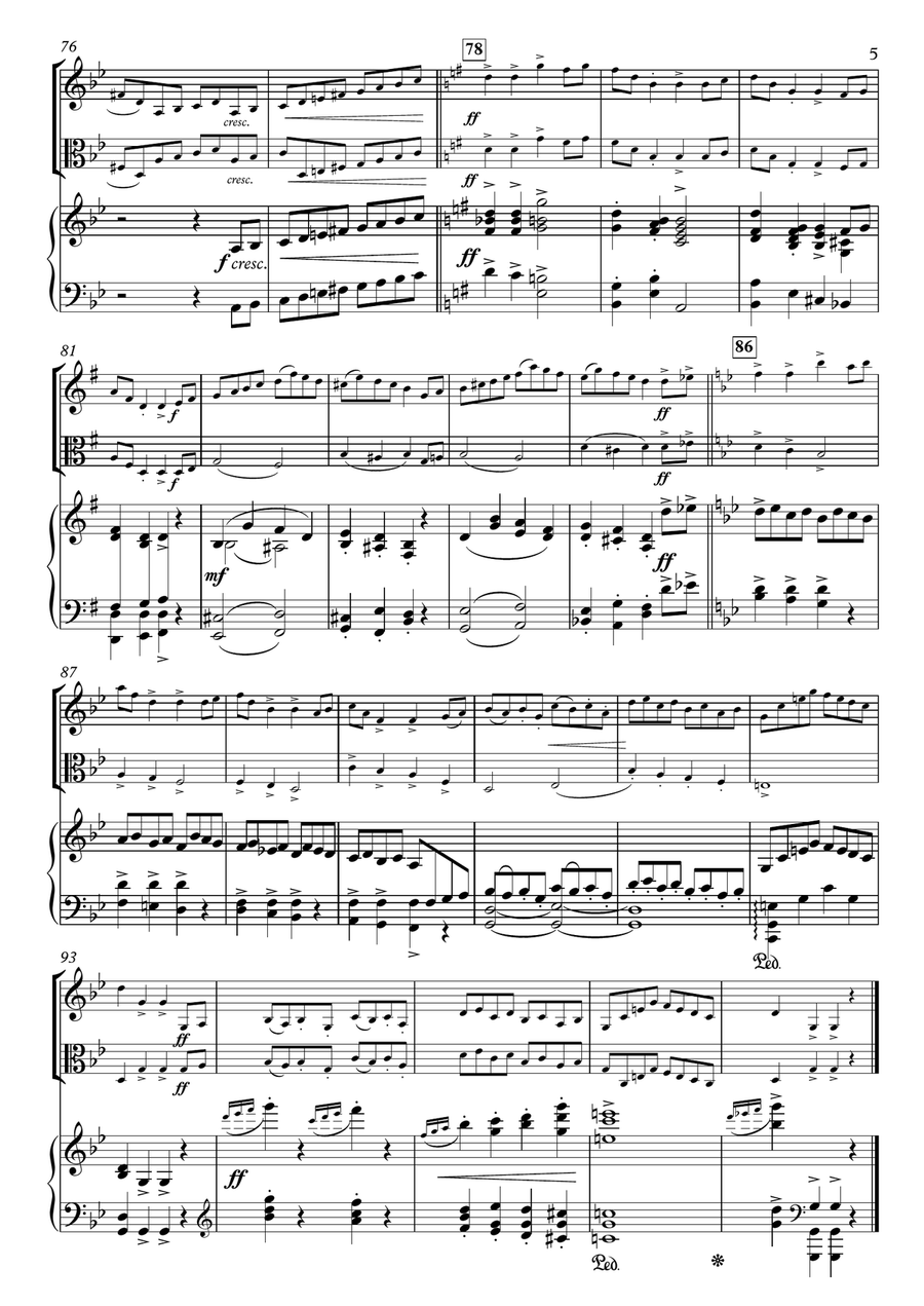 Miniatures No.8, Hornpipe H.89-2 for Violin, Viola & Piano Piano Trio scores gallery preview page 5