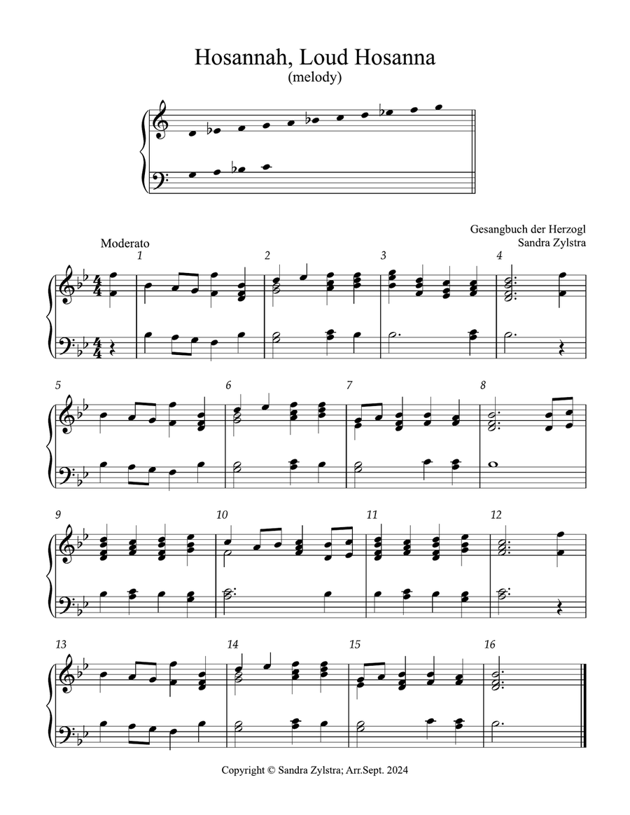 Hosannah, Loud Hosanna (I Sing the Mighty Power of God) (ELLACOMBE) (2 octave handbells) 2-Octaves scores gallery preview page 1