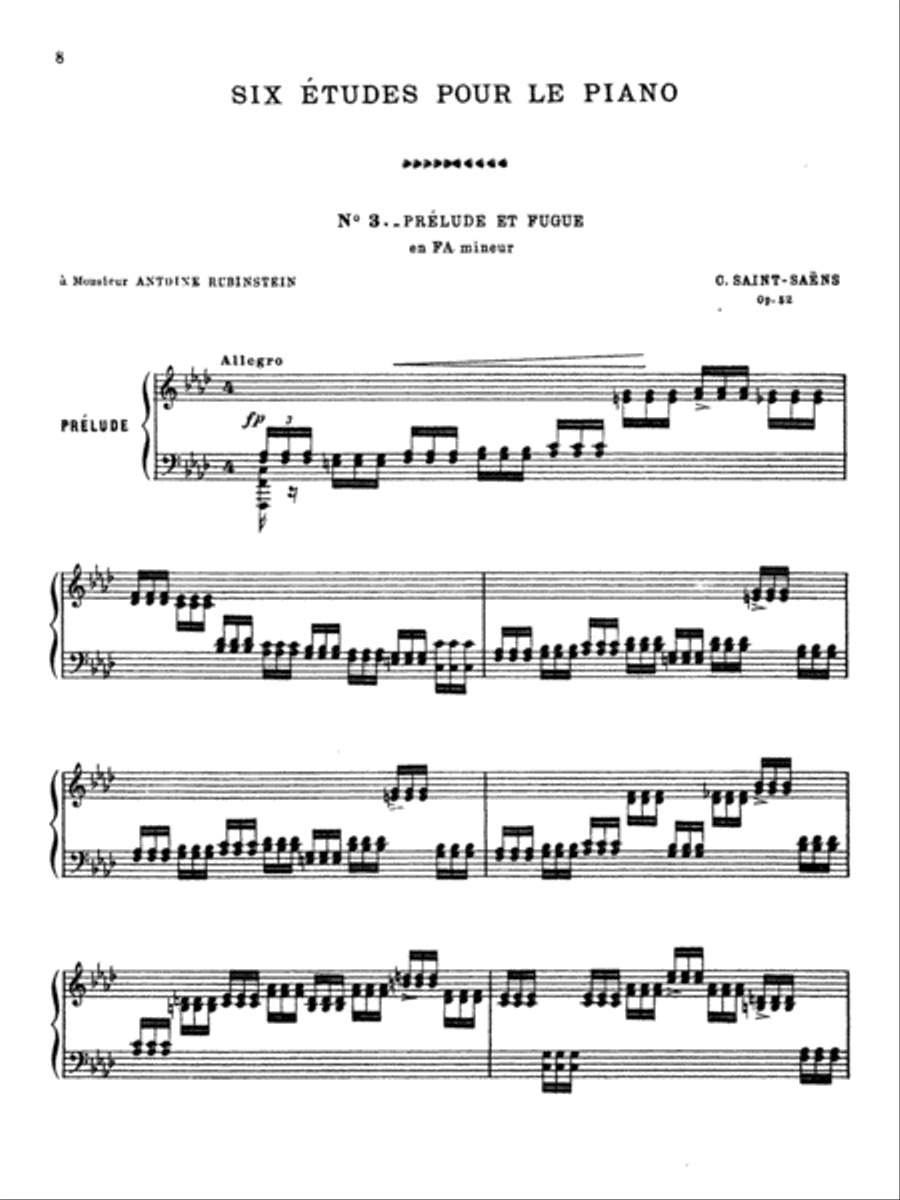 Saint-Saëns: Six Etudes, Op. 52 Piano Method scores gallery preview page 1