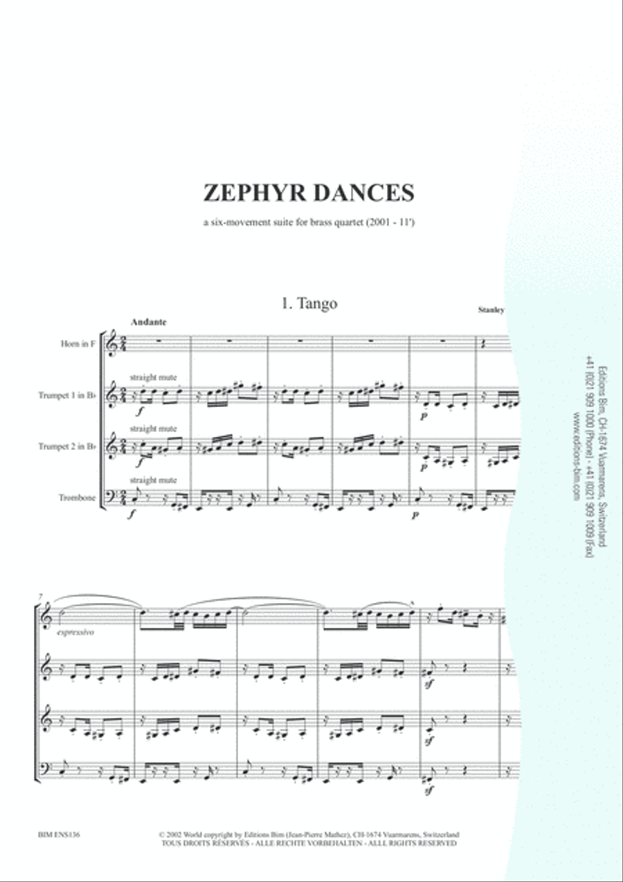 Zephyr Dances Brass Quartet scores gallery preview page 2