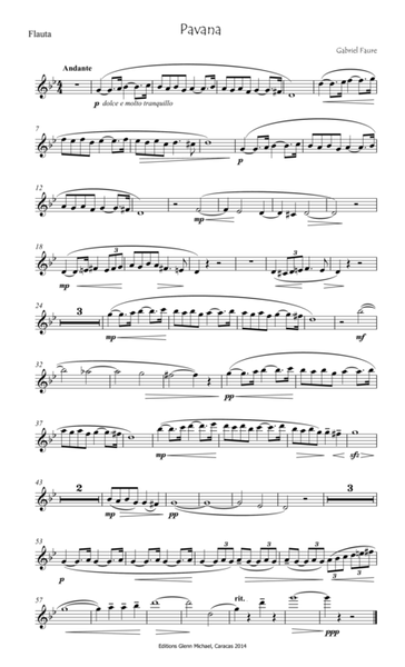 Faure Pavane for Flute & piano in G minor image number null