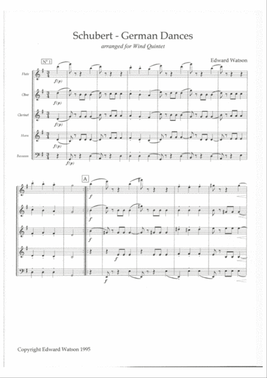 Schubert German Dances Schubert German Dances Woodwind Quintet scores gallery preview page 2