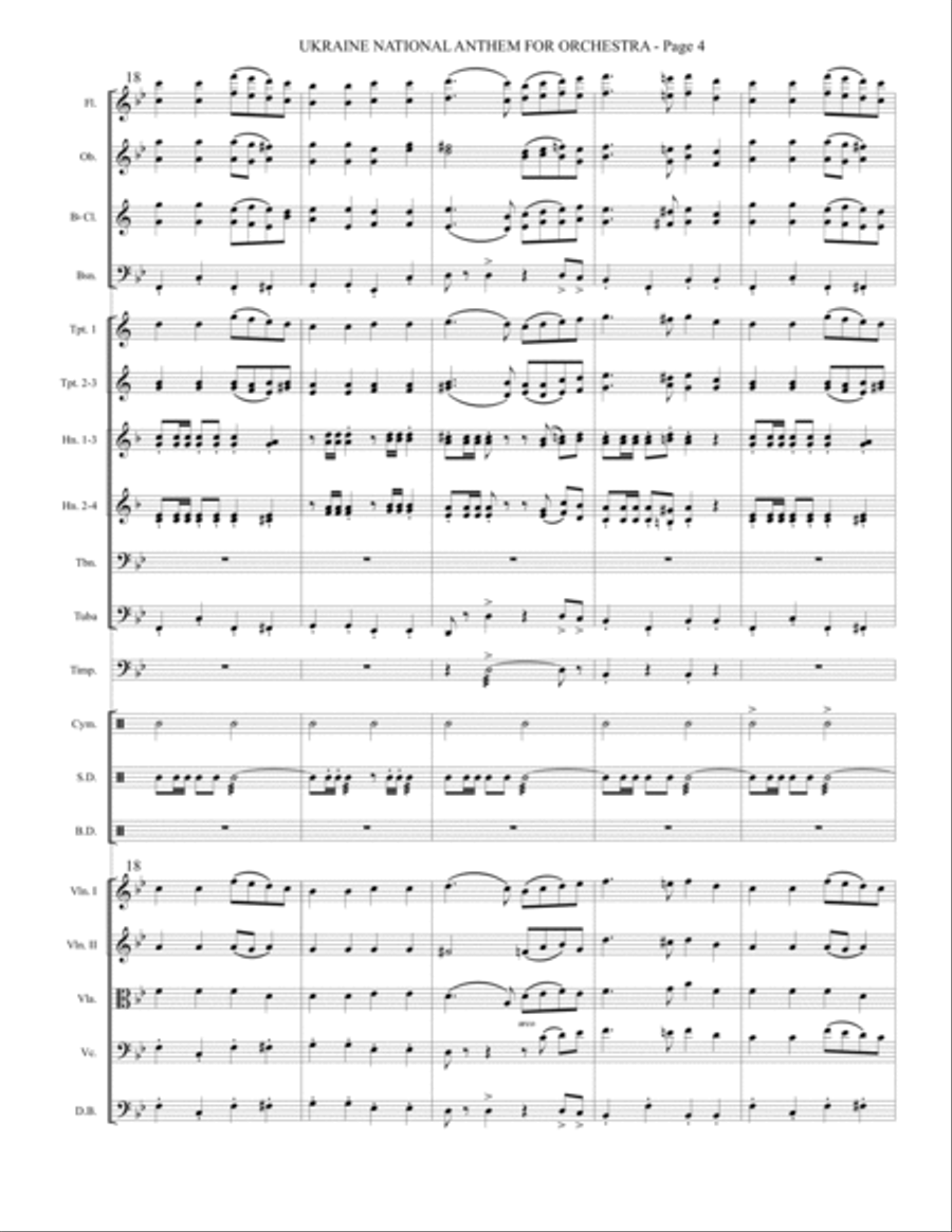 Ukraine National Anthem (Orchestra) - Shche ne vmerla Ukrainy Full Orchestra scores gallery preview page 5