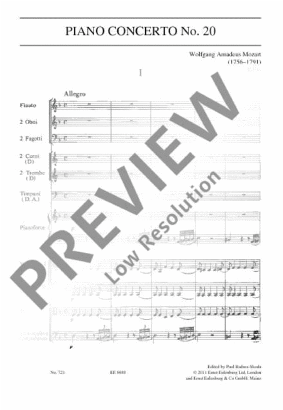 Concerto No. 20 D minor Orchestra scores gallery preview page 12
