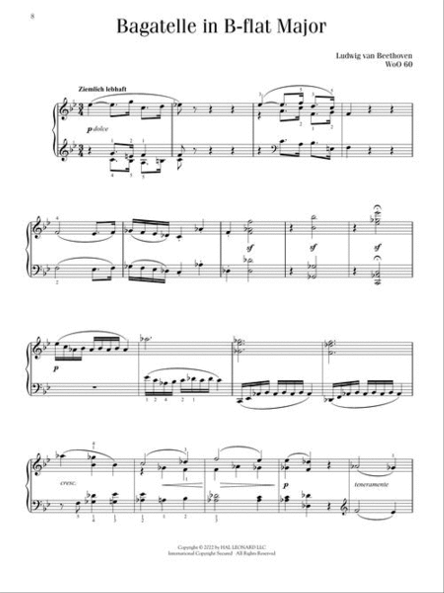 Intermediate Beethoven Favorites Piano scores gallery preview page 5